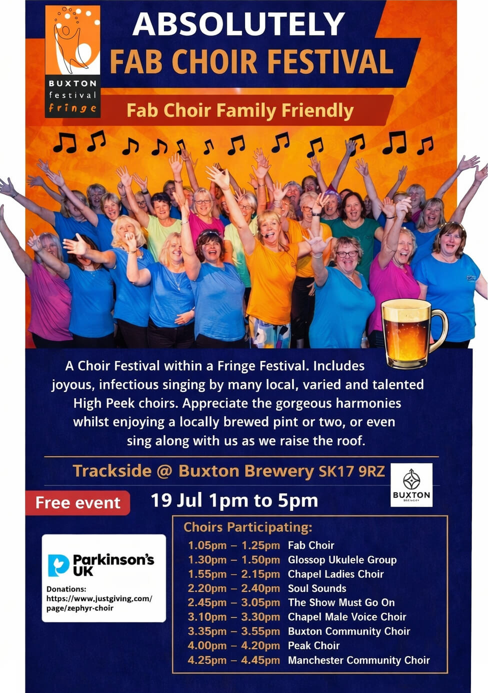 Poster advertising Trackside Choir Festival 19th July 2026
